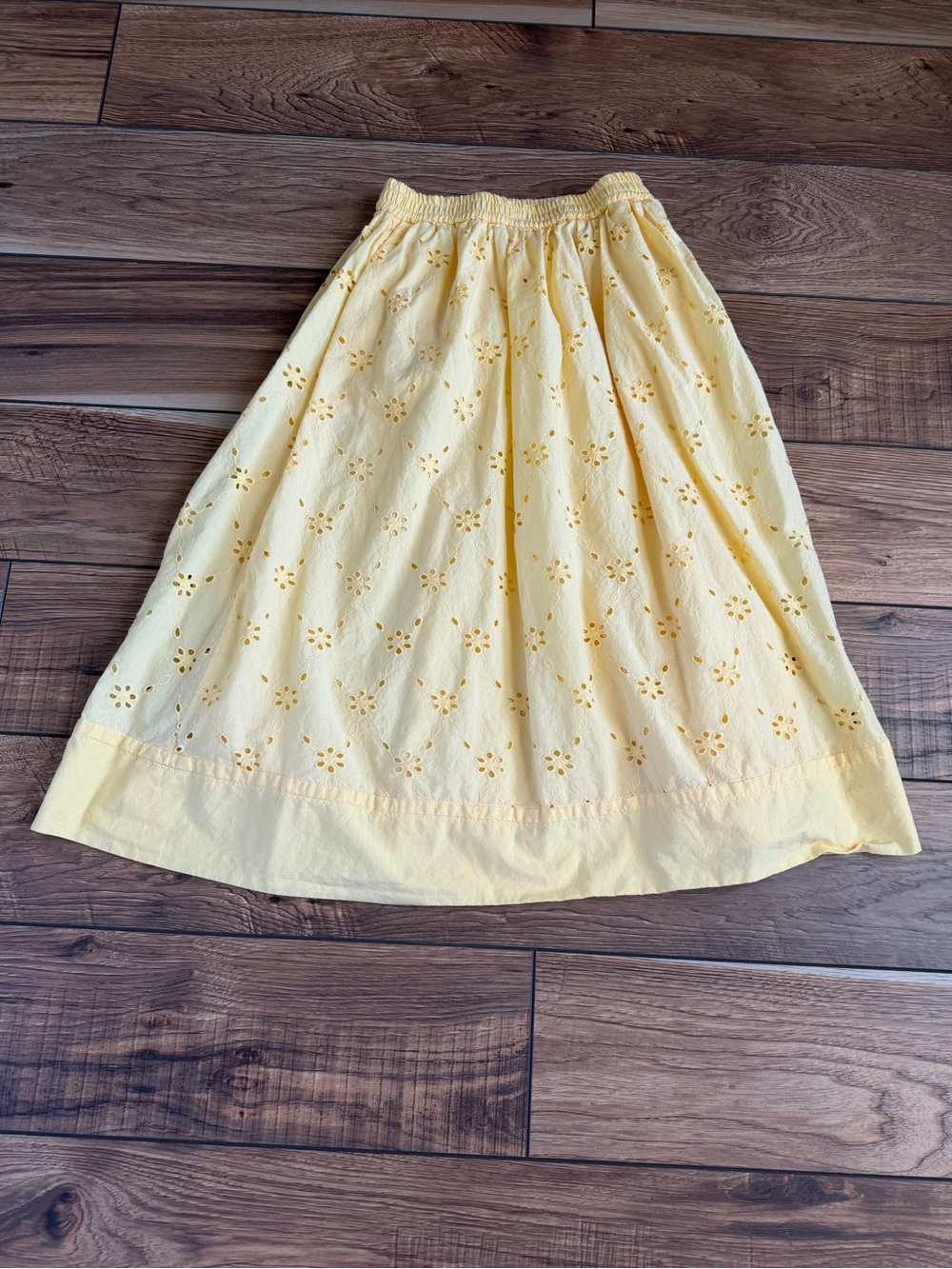 J. Crew Factory Petite Yellow Eyelet Midi Skirt - Picture 11 of 15